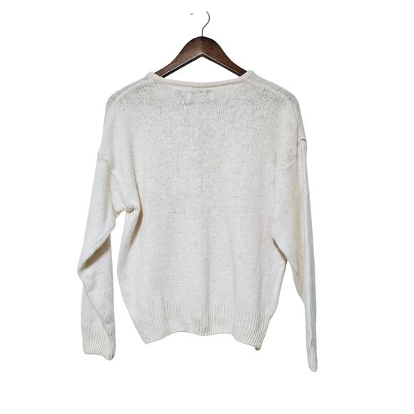 Vintage Dana Scott Ivory Beaded Snowflakes Soft Silk Angora Sweater Sz L NWT - Picture 4 of 8